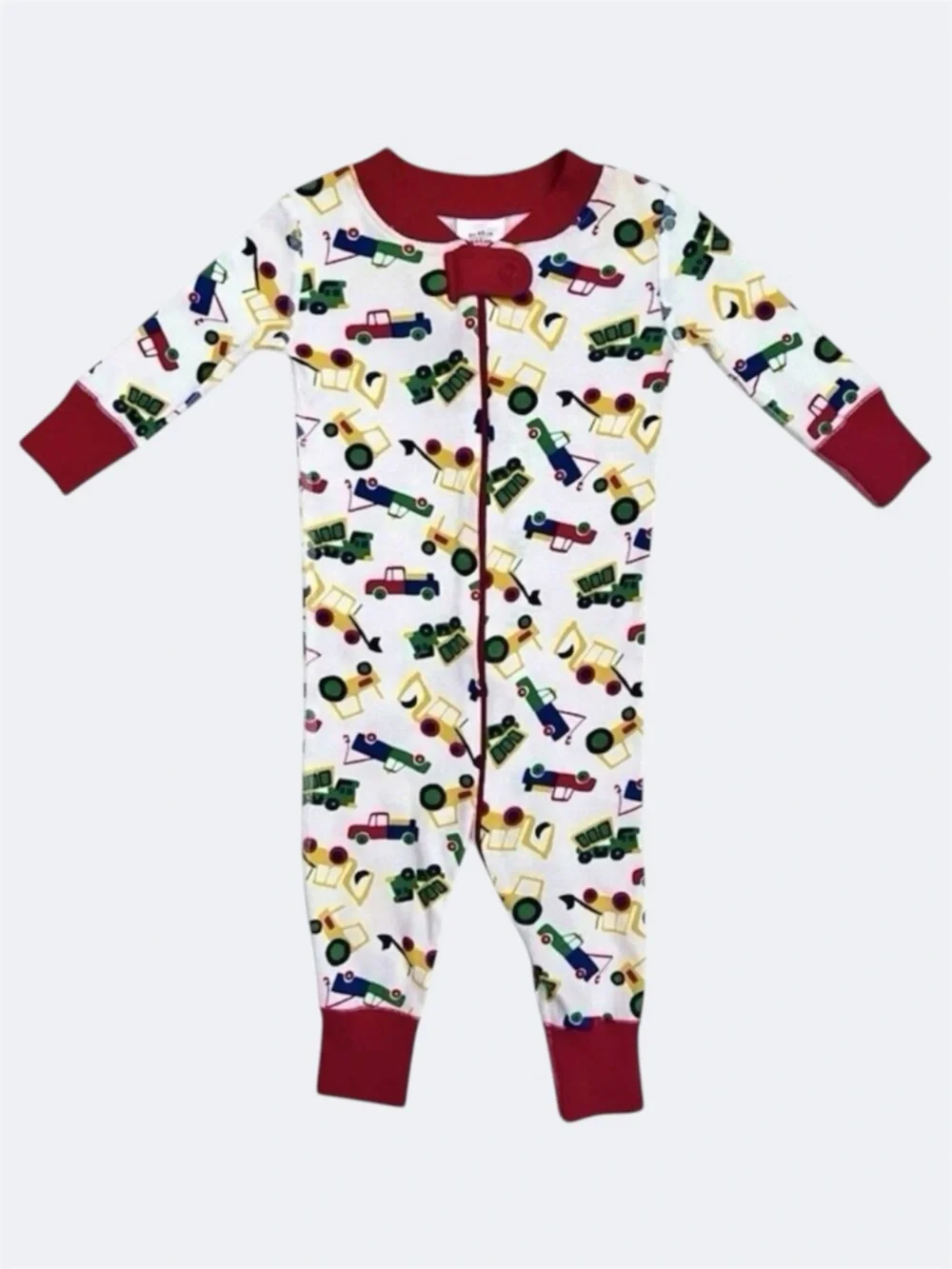 🦄 3/$36 Hanna Andersson Sleeper Boys Size 6-9M Construction Trucks Zip Organic